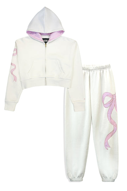 JUNIOR DYLAN BOW APPLIQUE ZIP HOODIE