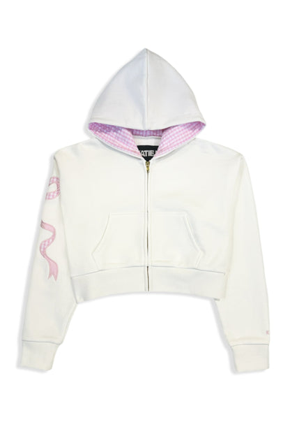 JUNIOR DYLAN BOW APPLIQUE ZIP HOODIE