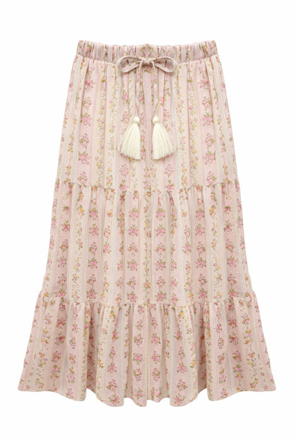 JUNIOR ESME PRINTED TIERED MAXI SKIRT