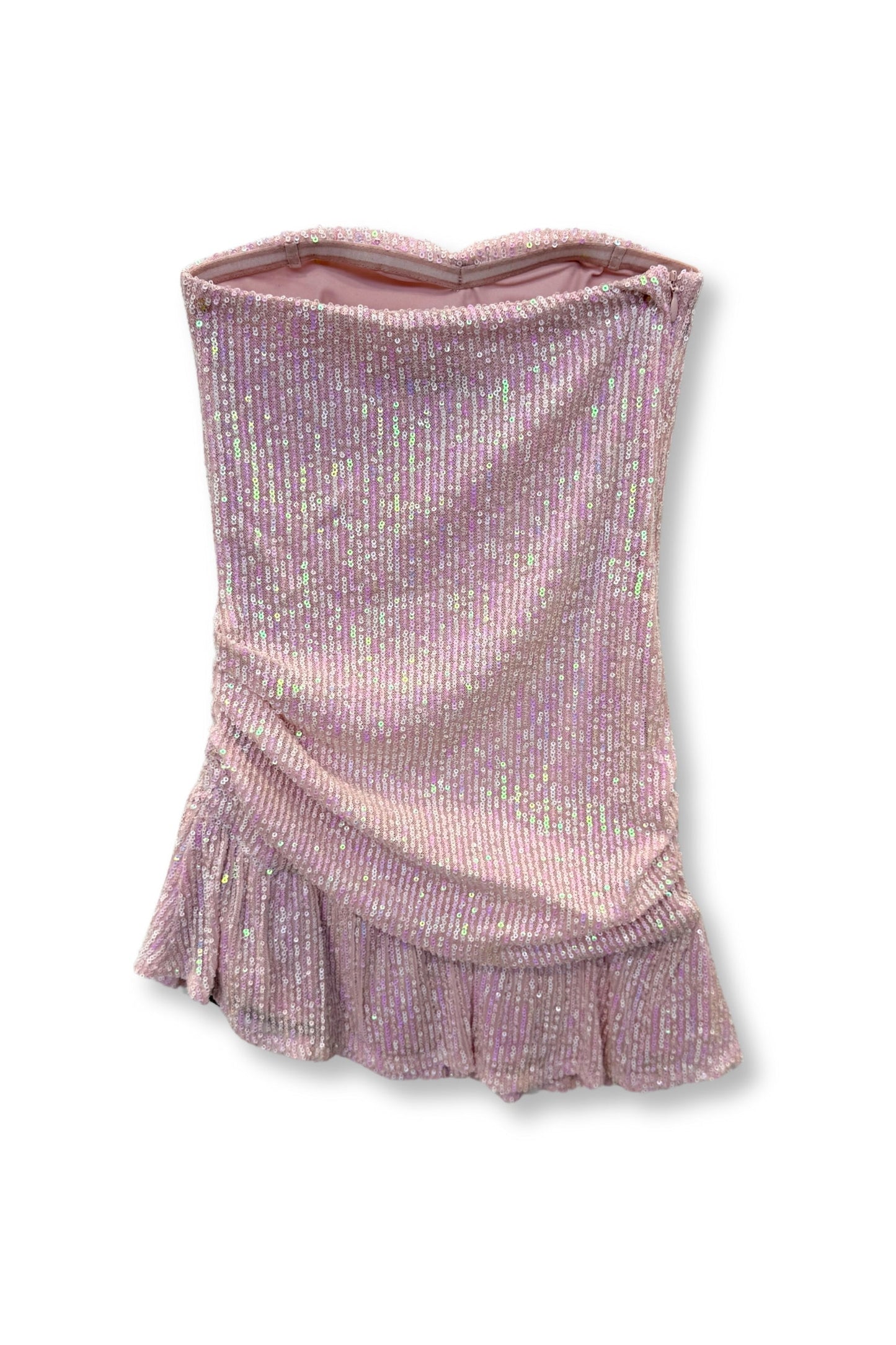 TWEEN ESTELLE ASYMMETRICAL STRAPLESS SEQUIN DRESS