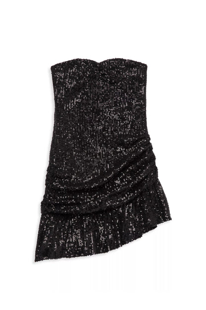 TWEEN ESTELLE ASYMMETRICAL STRAPLESS SEQUIN DRESS