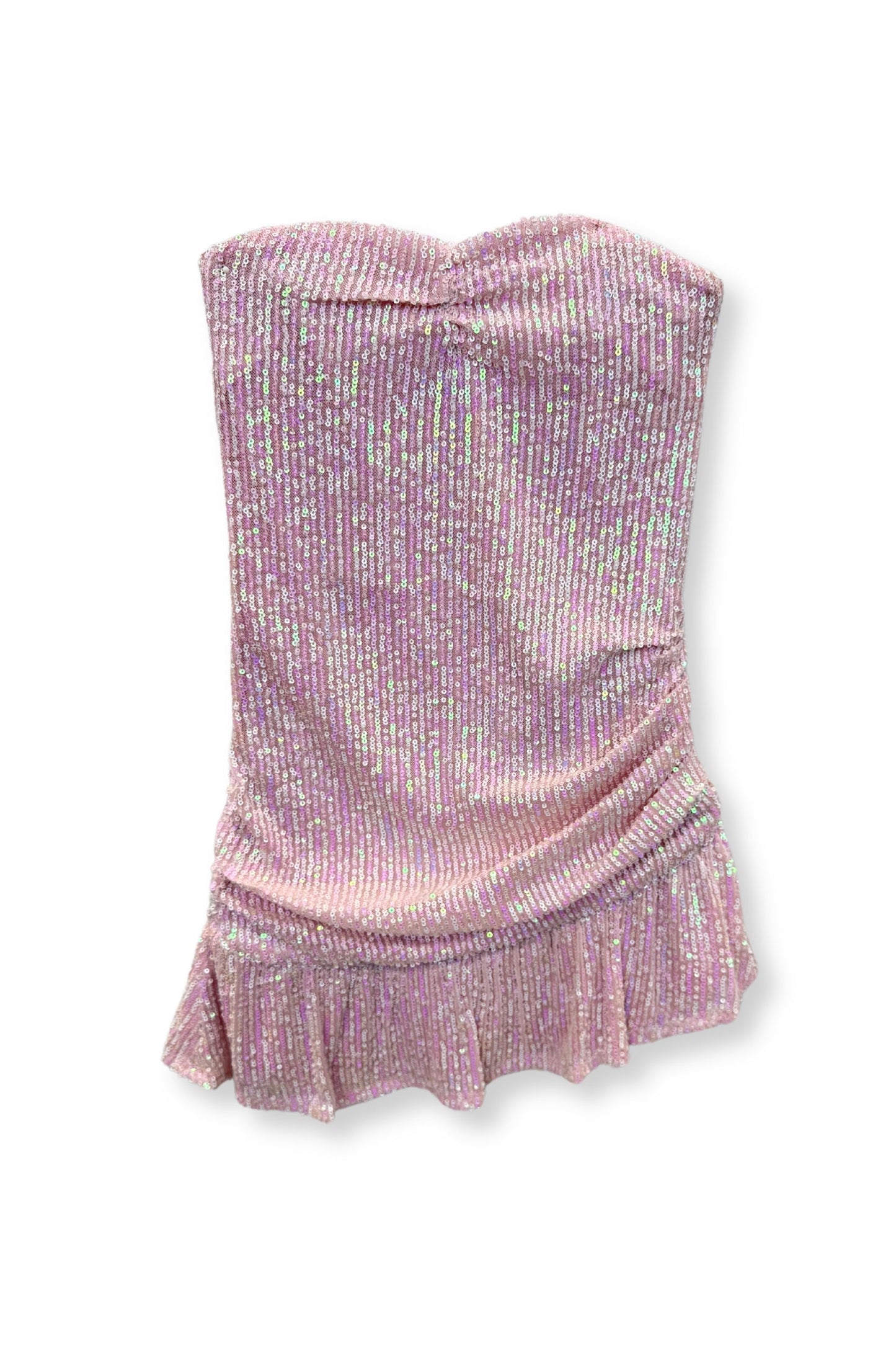 TWEEN ESTELLE ASYMMETRICAL STRAPLESS SEQUIN DRESS