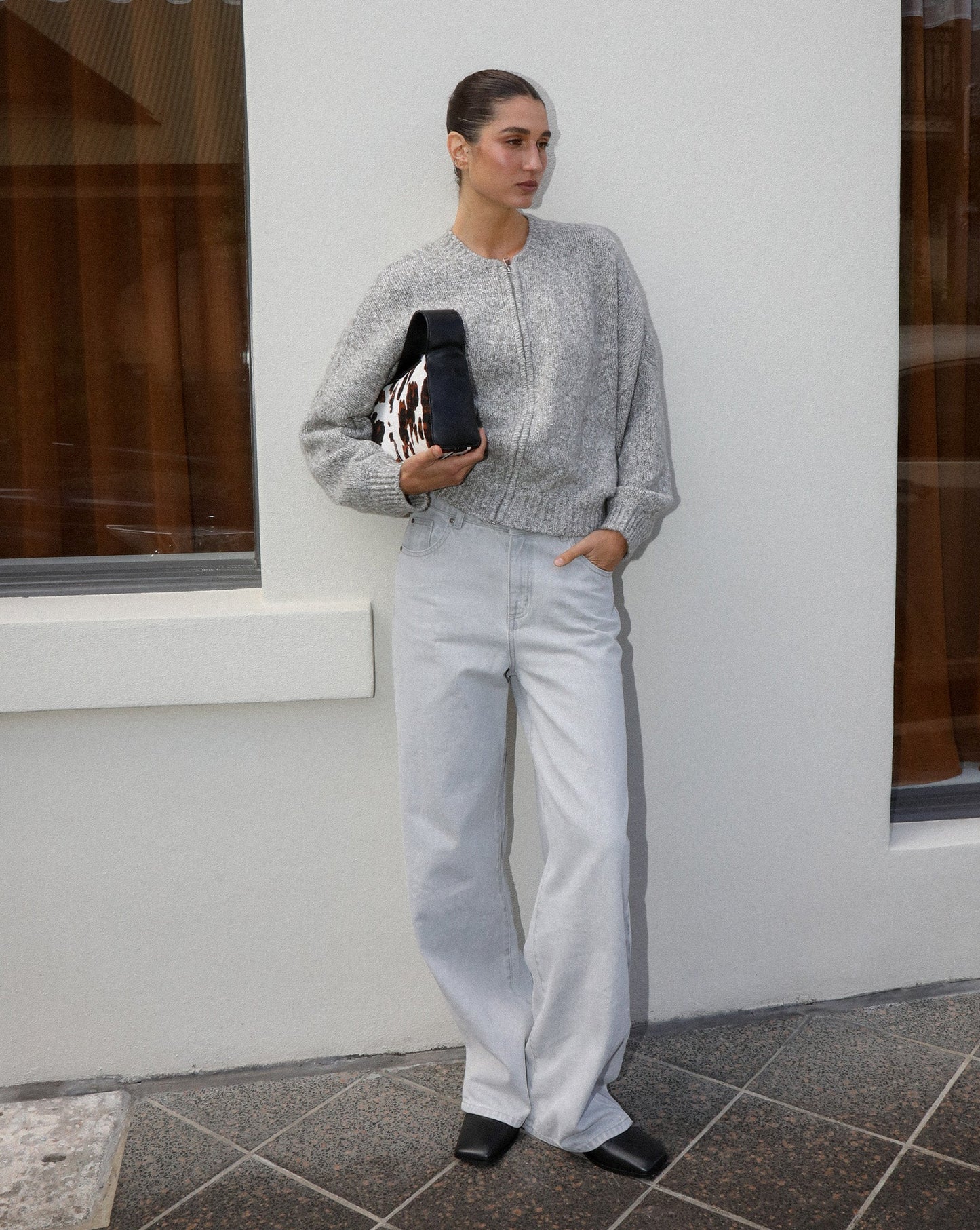 Noah Jeans Grey Cropped