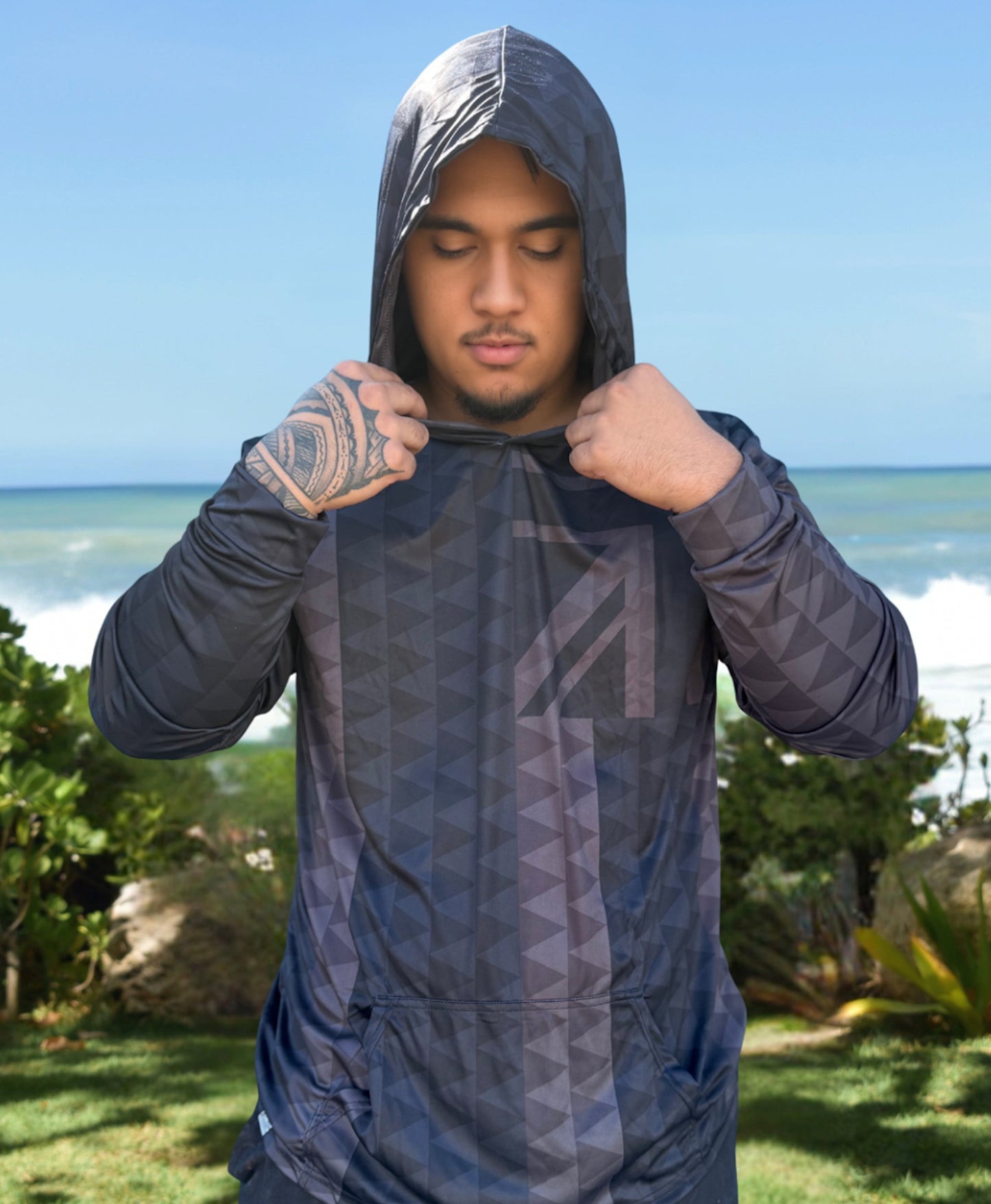 Hae Hawaii Hooded Long Sleeve Drifit Black on Black