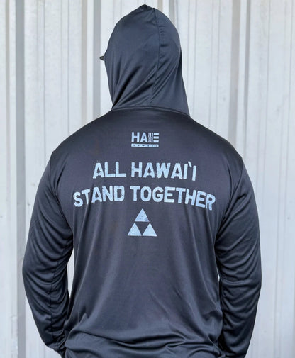 Hawaii Stands Together Hooded Longsleeve Dri Fit in Black