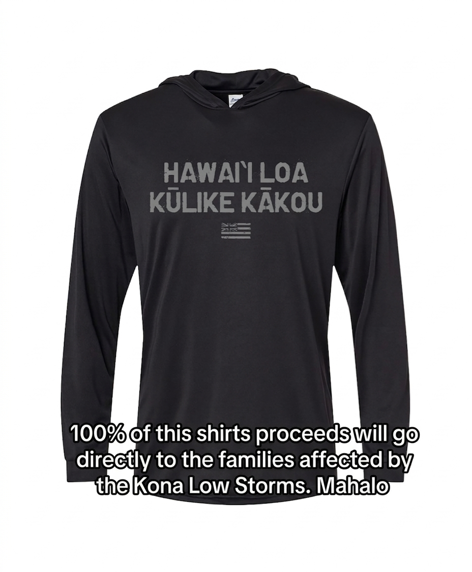 Hawaii Stands Together Hooded Longsleeve Dri Fit in Black
