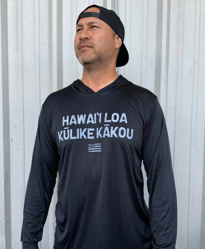 Hawaii Stands Together Hooded Longsleeve Dri Fit in Black