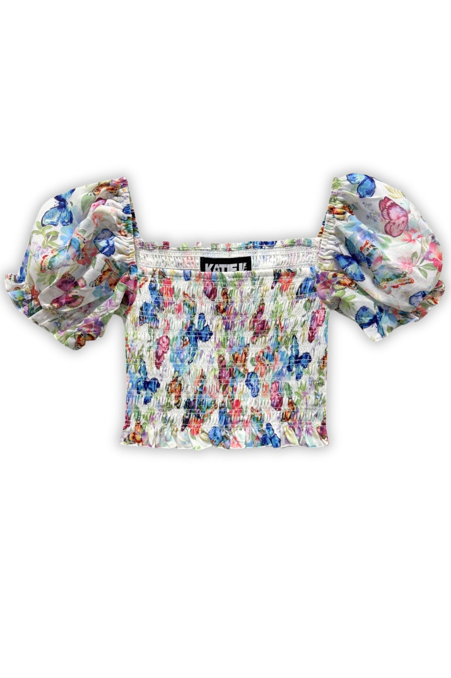 JUNIOR MARLEE PUFF SLEEVE PRINT TOP - FINAL SALE