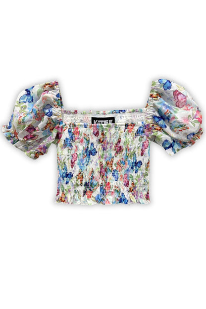 JUNIOR MARLEE PUFF SLEEVE PRINT TOP - FINAL SALE