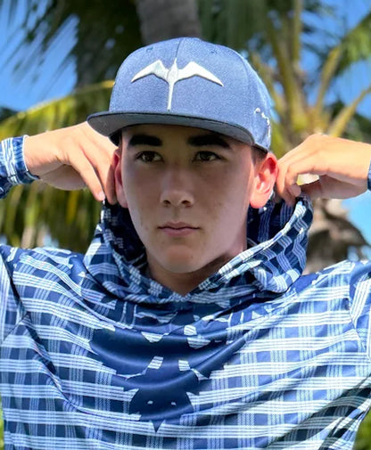 Iwa 3D Puff Snapback White on Navy