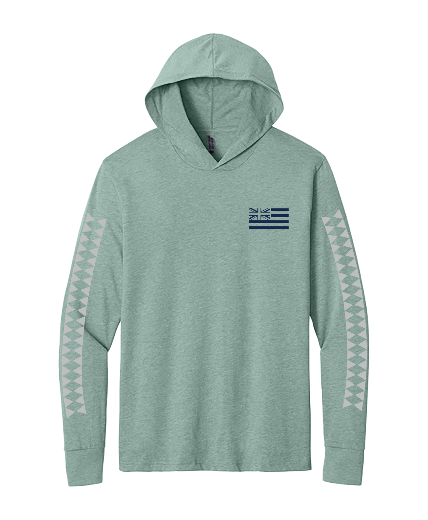 Iwa Triangles Cotton Blend Hooded Long Sleeve in Heathered Seafoam