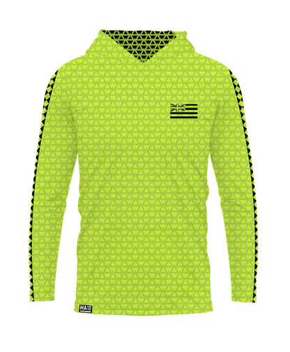 Iwa Triangles Hooded Long Sleeve Drifit High Viz