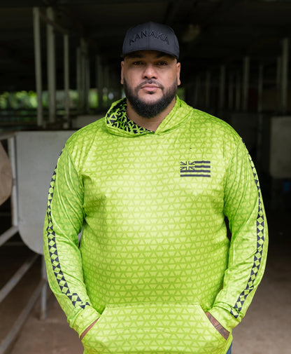 Iwa Triangles Hooded Long Sleeve Drifit High Viz