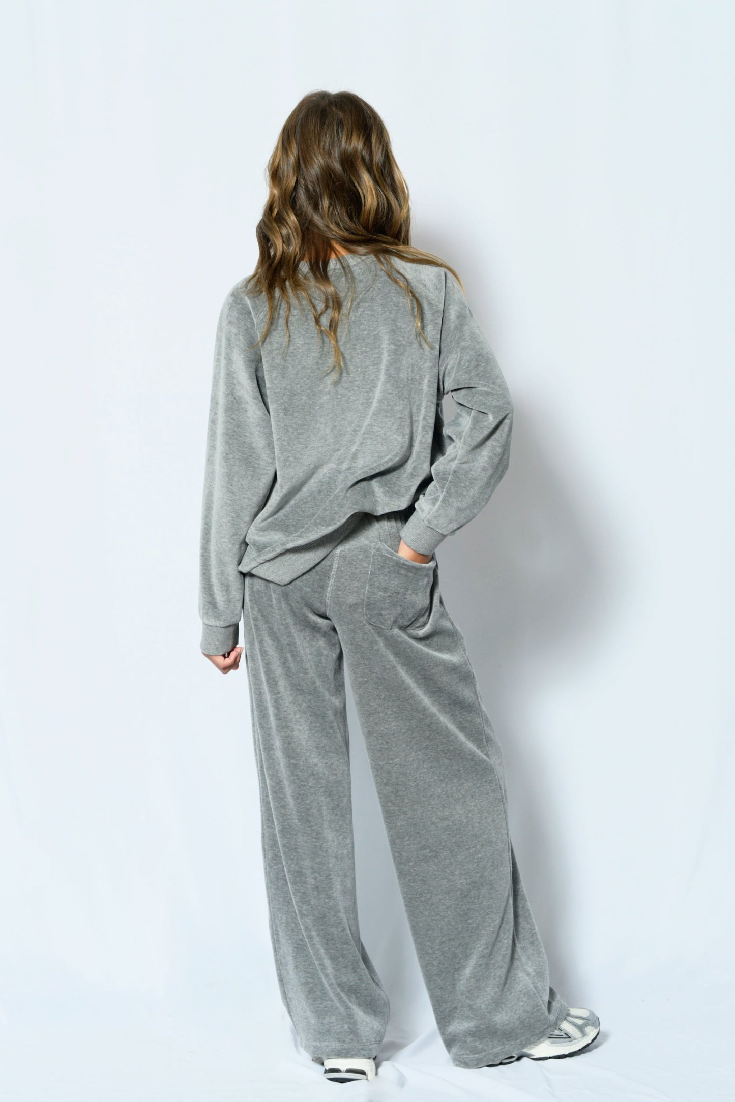 TWEEN JADE WIDE LEG VELOUR PANT