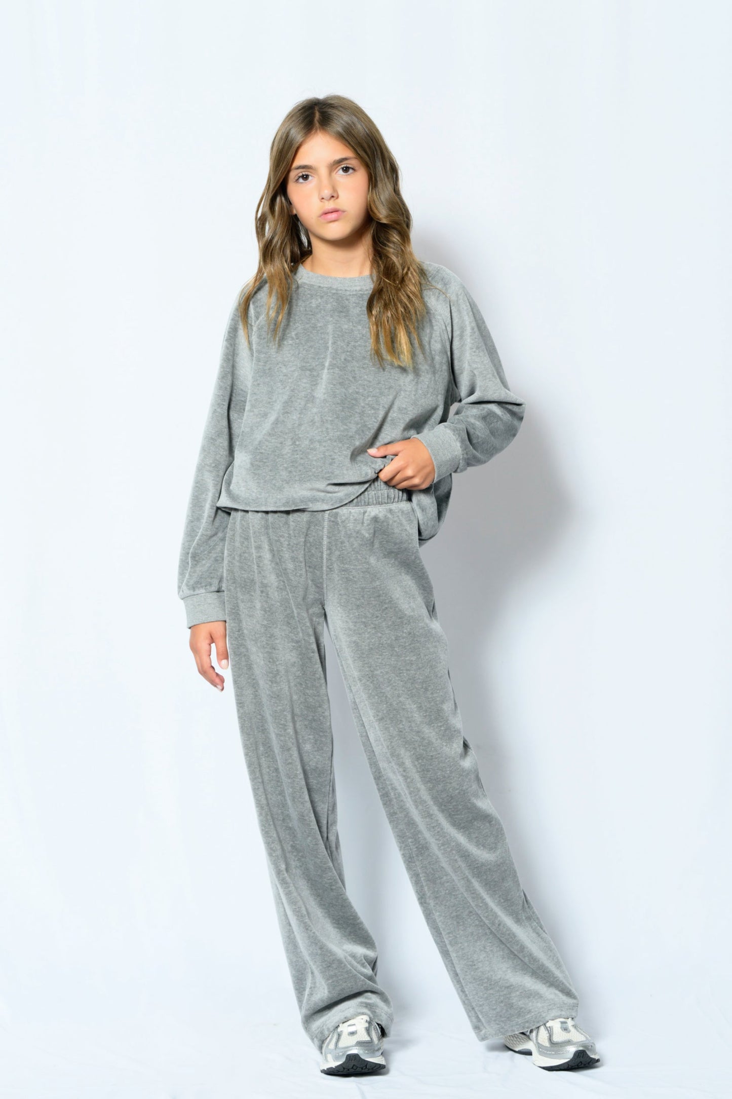 TWEEN JADE WIDE LEG VELOUR PANT