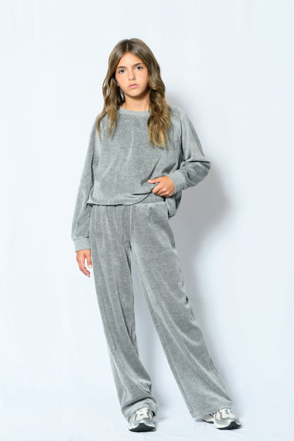 TWEEN JADE WIDE LEG VELOUR PANT