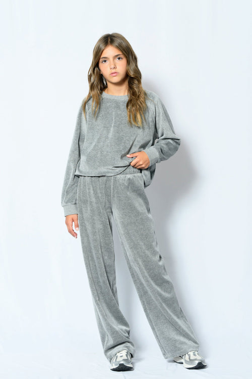TWEEN JADE WIDE LEG VELOUR PANT