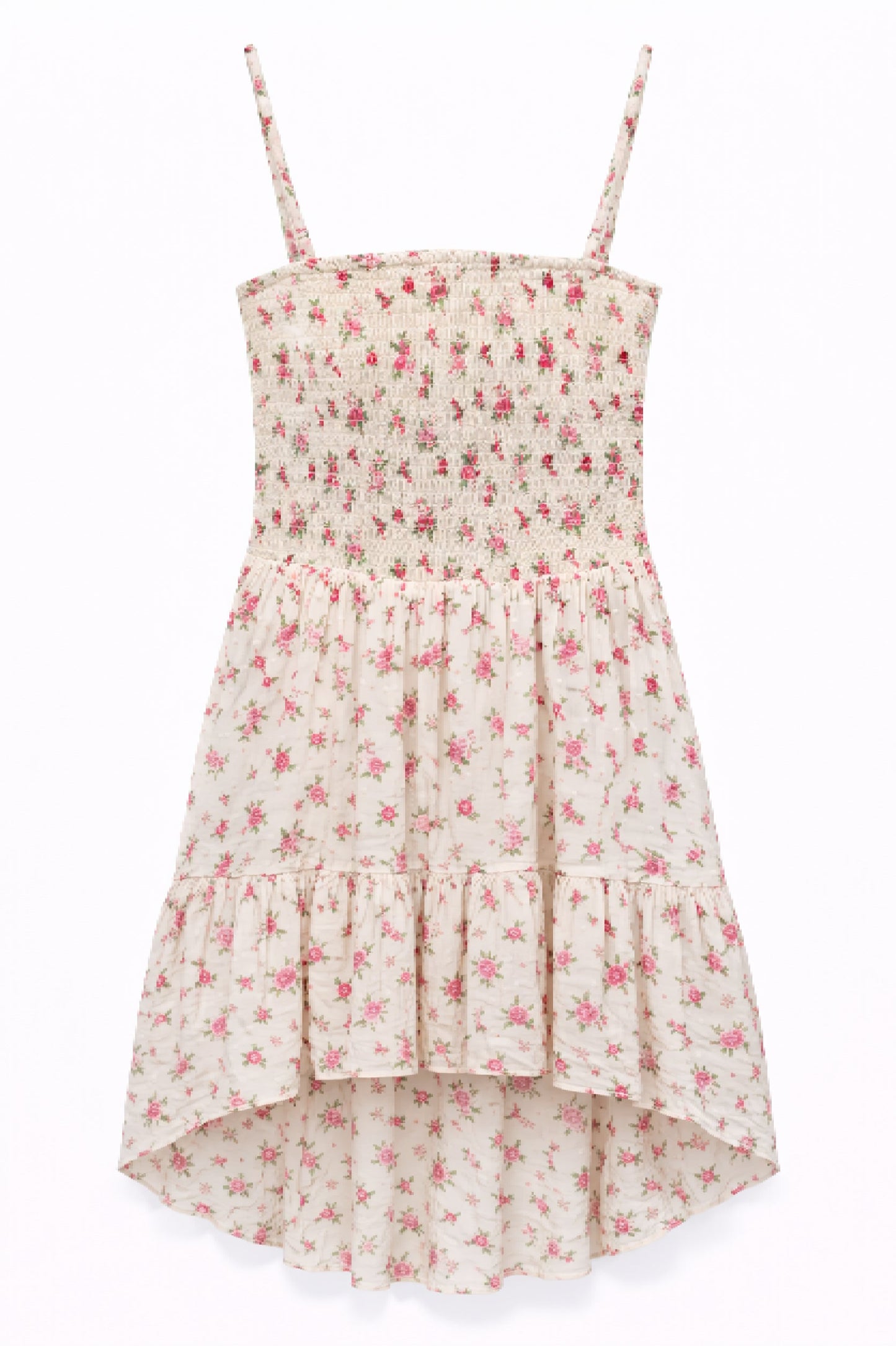 TWEEN JULIET SMOCKED BODICE HI-LOW DRESS