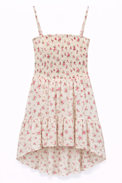 TWEEN JULIET SMOCKED BODICE HI-LOW DRESS