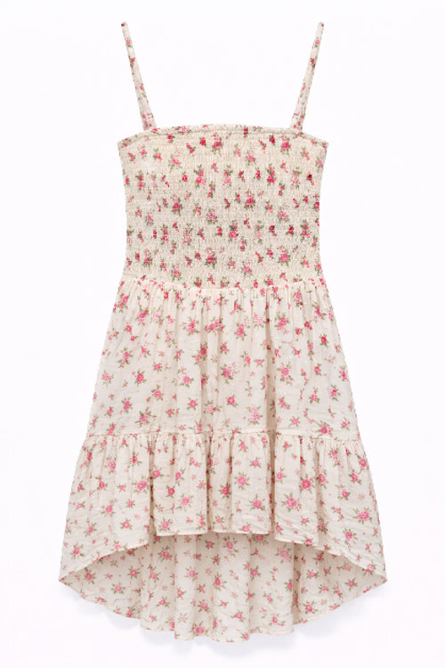 TWEEN JULIET SMOCKED BODICE HI-LOW DRESS