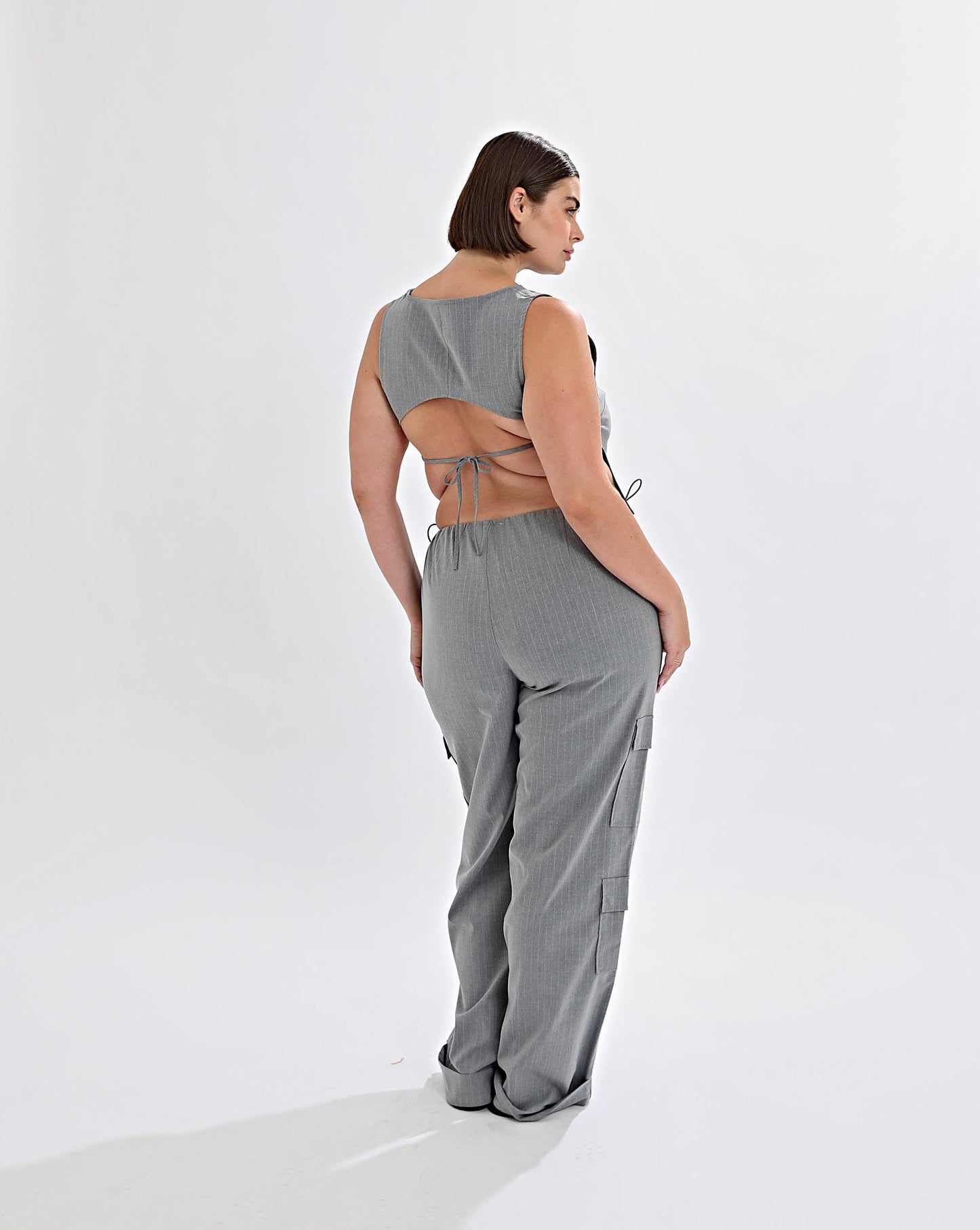 Celine Trousers Grey Stripe