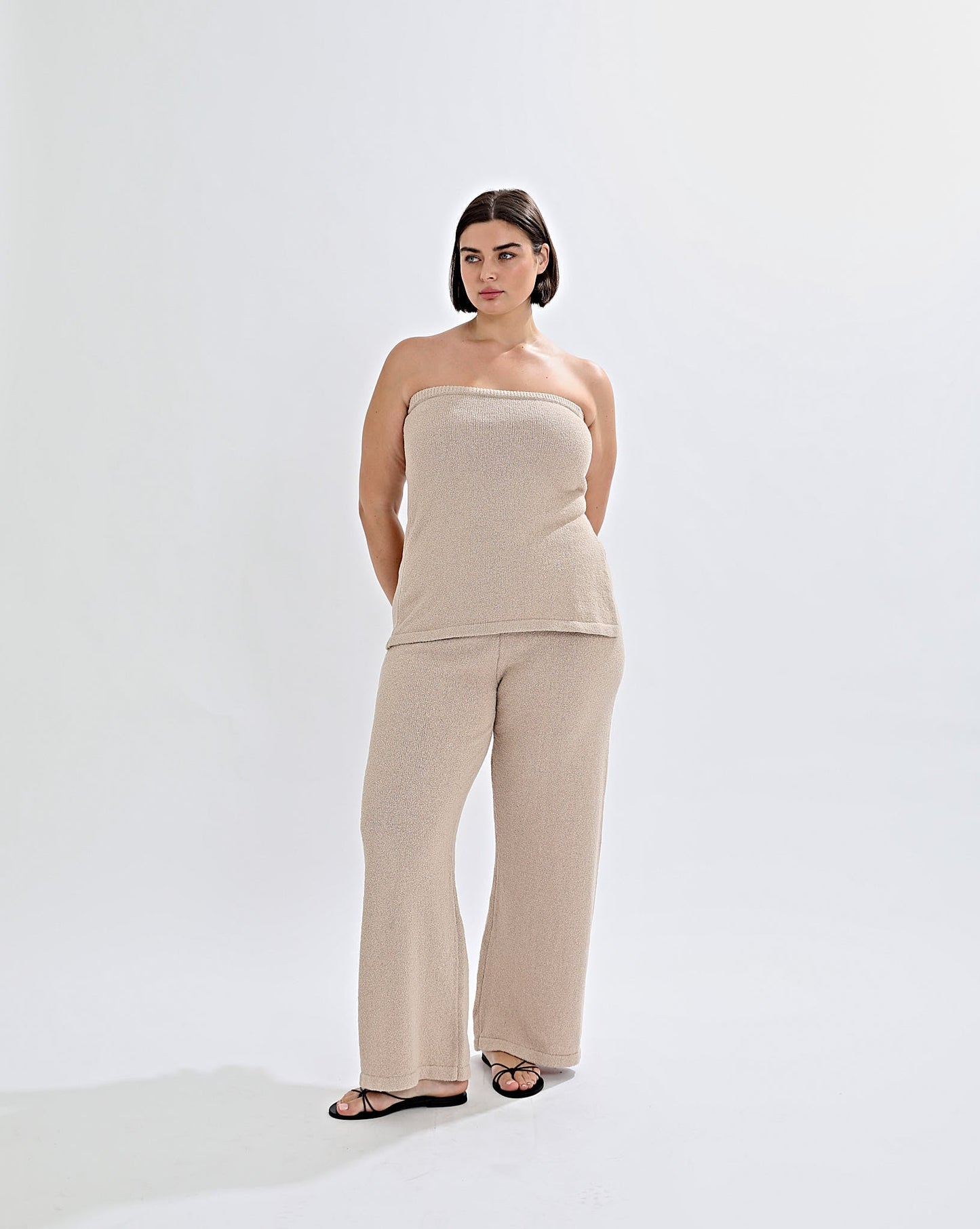 Juno Knit Pants Sand Cropped