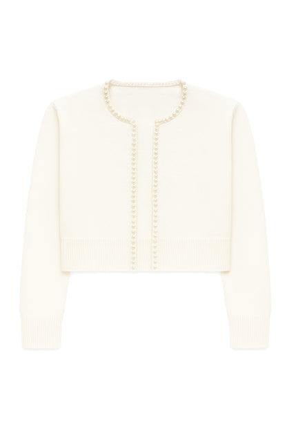 TWEEN KITTY HEM SWEATER W/ PEARLS