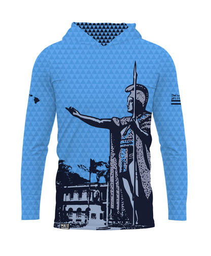 Kamehameha Light Blue Hooded Longsleeve Drifit