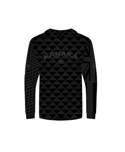 Kanaka Arch Black on Gray Youth Hooded Long Sleeve Drifit
