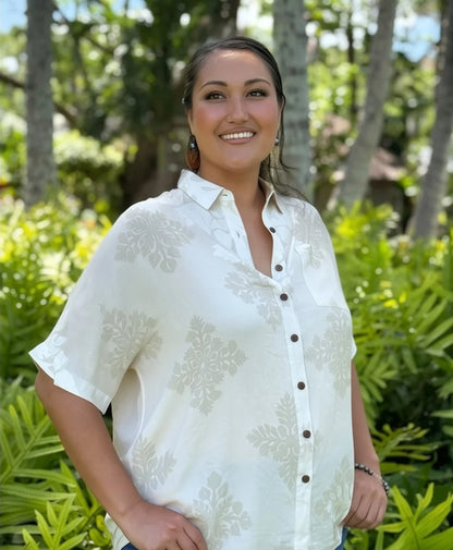 Kapa Kuiki Wailea Blouse Sand