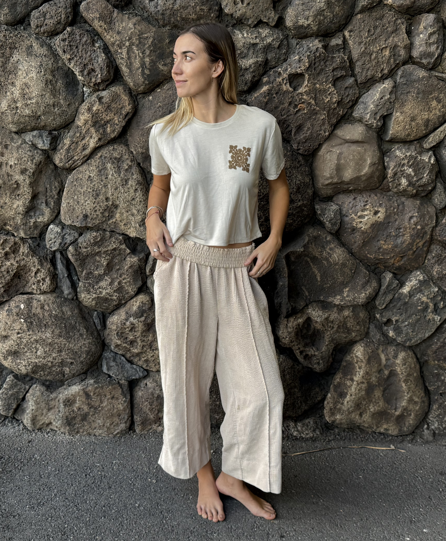 Kapa Kuiki Pocket Wahine Crop Tee