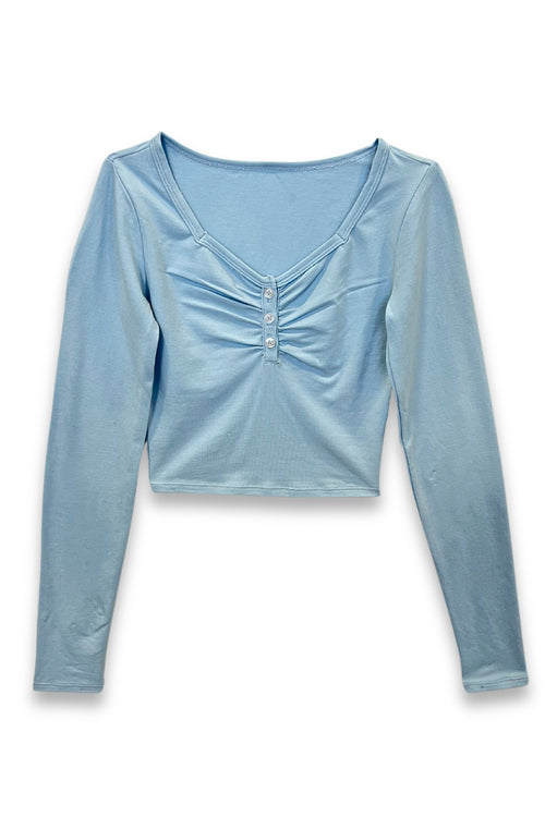 JUNIOR KEELY LONG SLEEVE BABYDOLL TOP - FINAL SALE