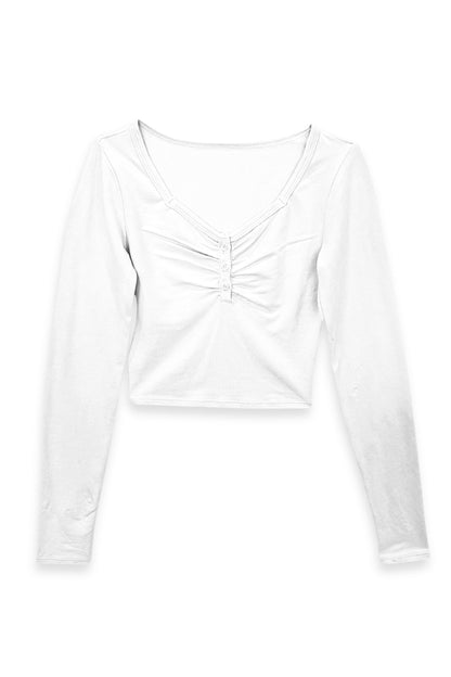 JUNIOR KEELY LONG SLEEVE BABYDOLL TOP - FINAL SALE