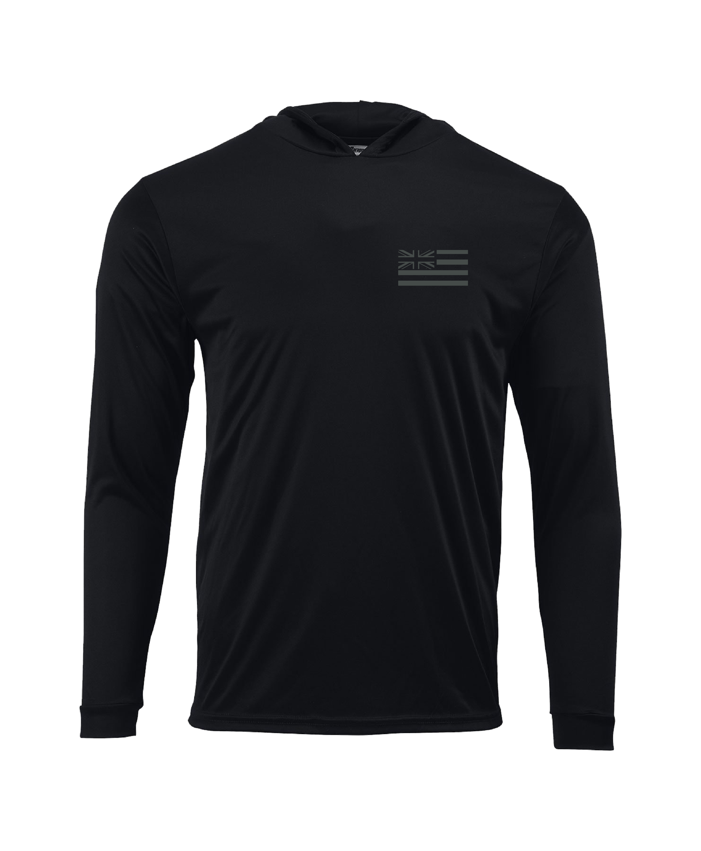 Keep Hawaiian Lands in Hawaiian Hands Hooded Long Sleeve Drifit Gray on Black