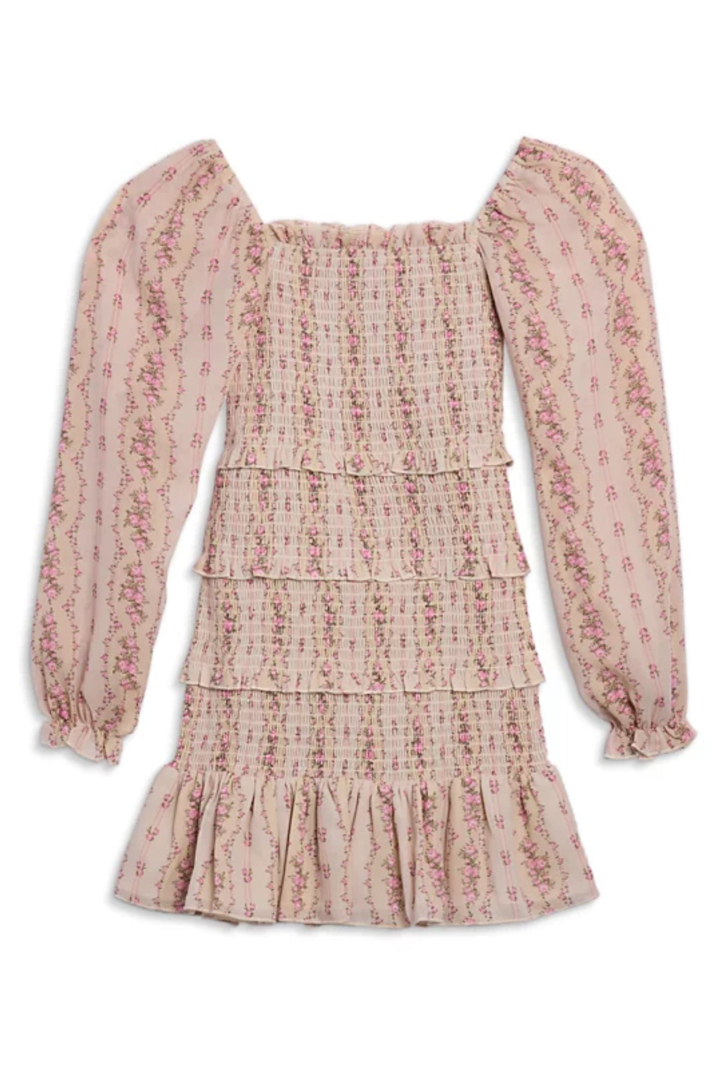 TWEEN LAILA PRINTED SHEER SLEEVE DRESS - FINAL SALE