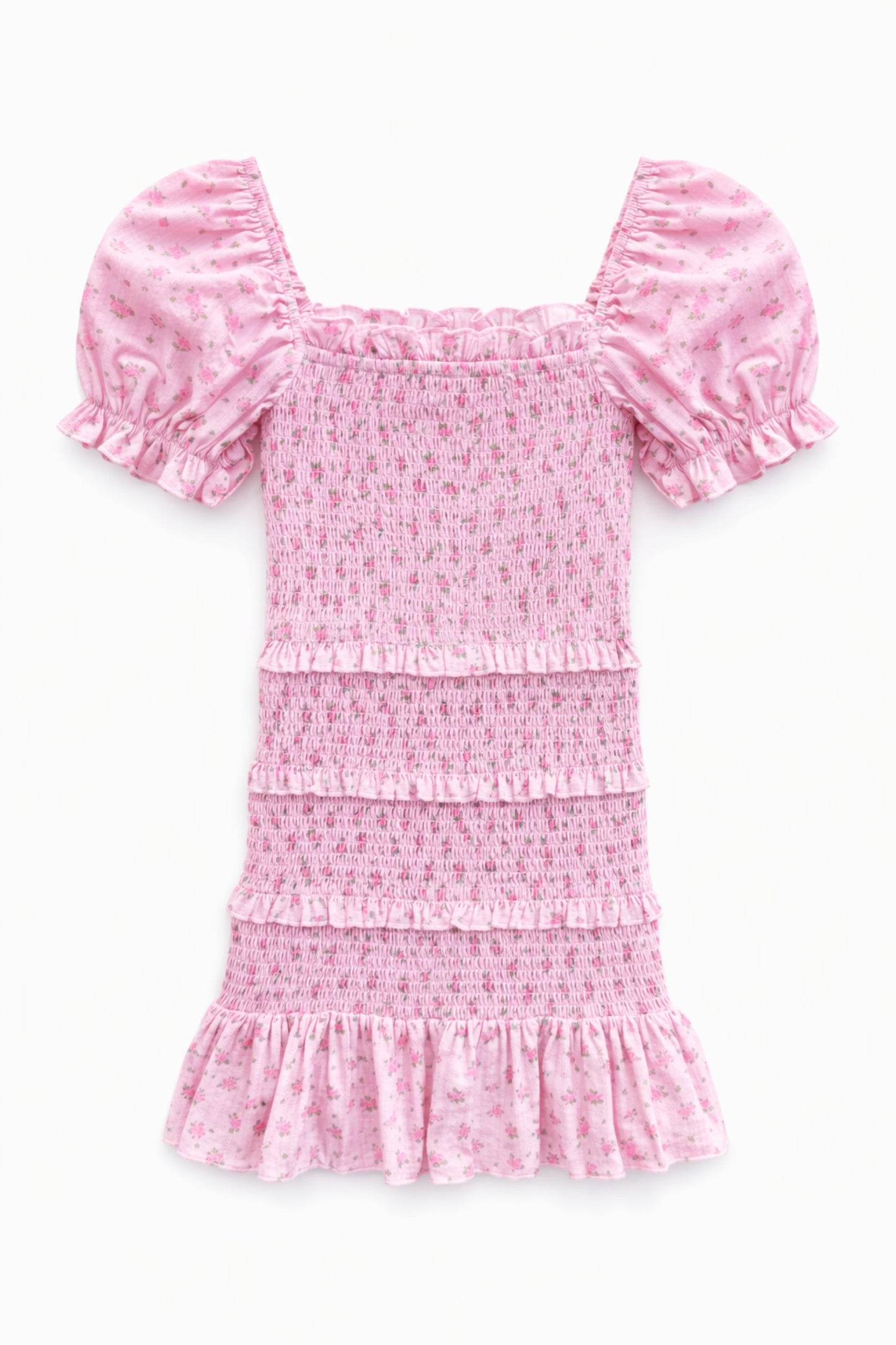TWEEN LAILA PRINTED SMOCKED PUFF SLEEVE DRESS