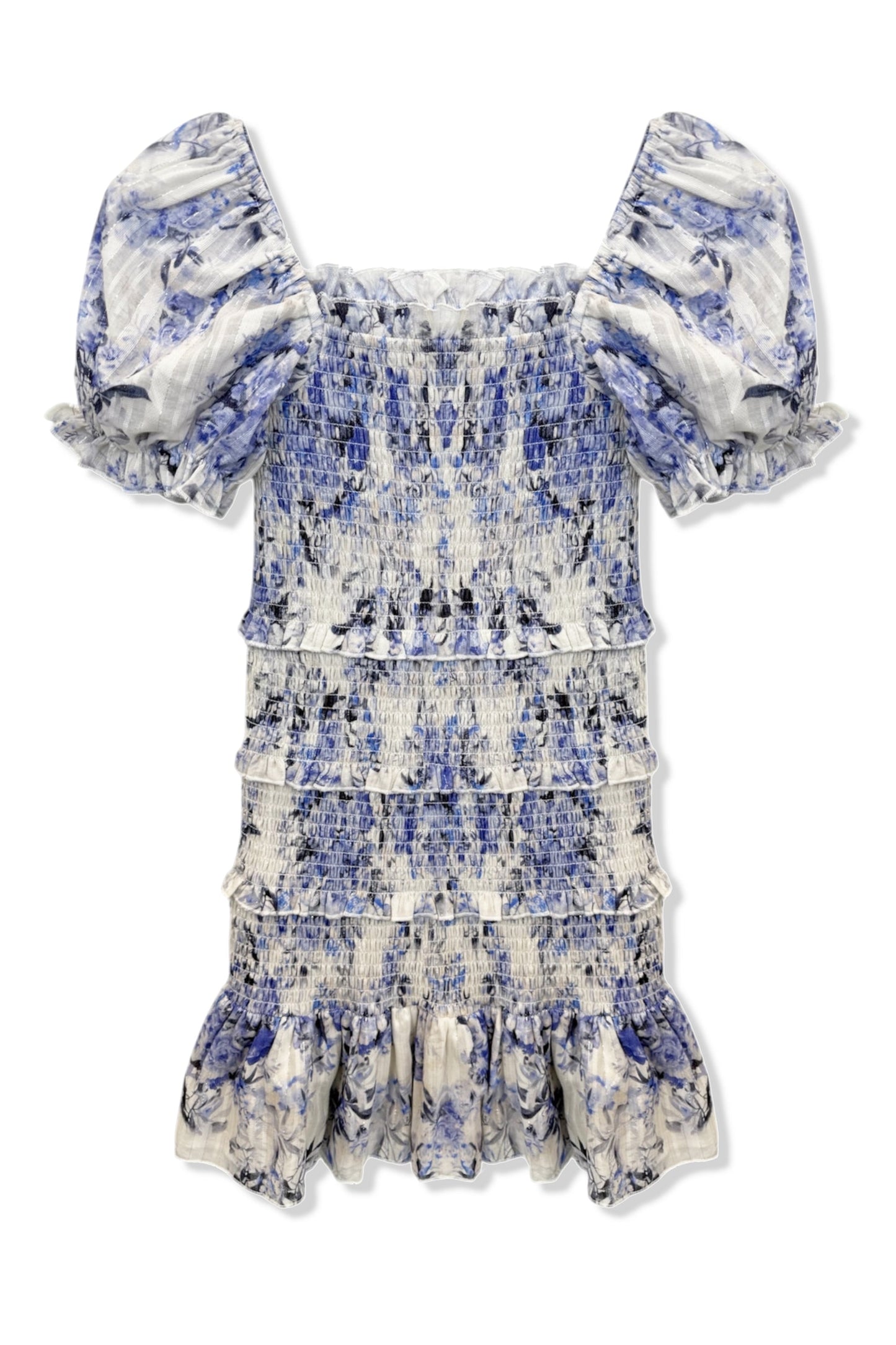 TWEEN LAILA PRINTED SMOCKED PUFF SLEEVE DRESS