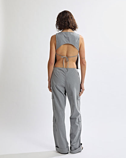 Celine Trousers Grey Stripe Cropped