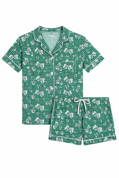 JUNIOR LYNN CAMP GINGHAM BOWS SHORT SET