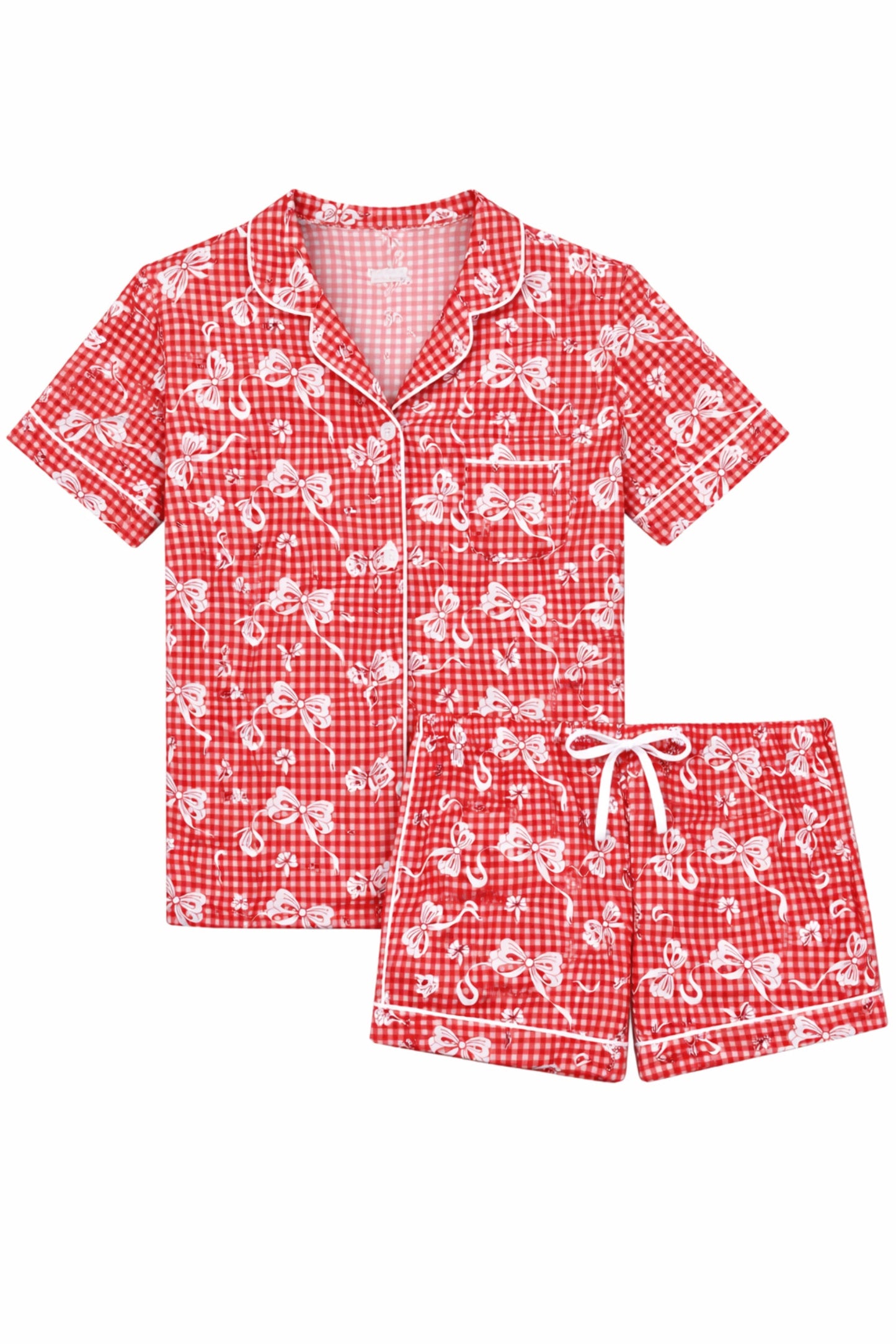 JUNIOR LYNN CAMP GINGHAM BOWS SHORT SET