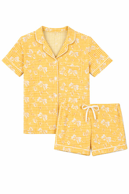 JUNIOR LYNN CAMP GINGHAM BOWS SHORT SET