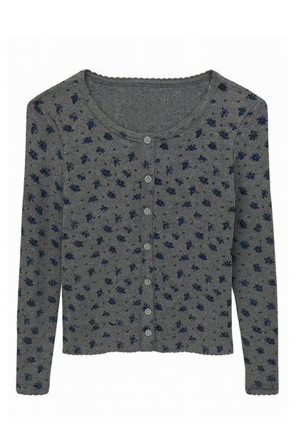 TWEEN MARINA PRINT POINTELLE BUTTONDOWN - FINAL SALE