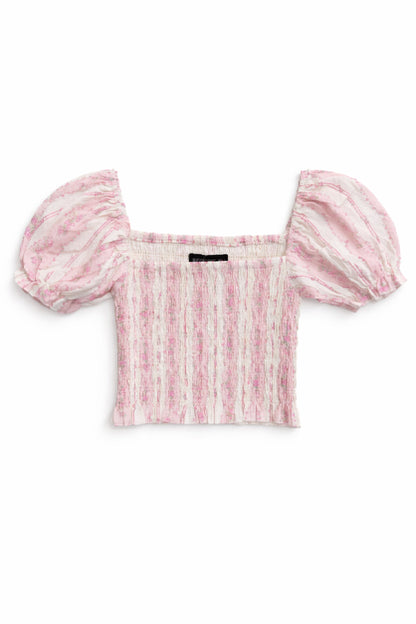 JUNIOR MARLEE PUFF SLEEVE PRINT TOP