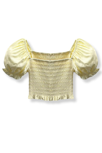 JUNIOR MARLEE PUFF SLEEVE SOLID TOP - FINAL SALE