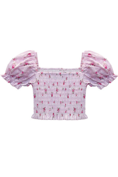 JUNIOR MARLEE PUFF SLEEVE PRINT TOP - FINAL SALE