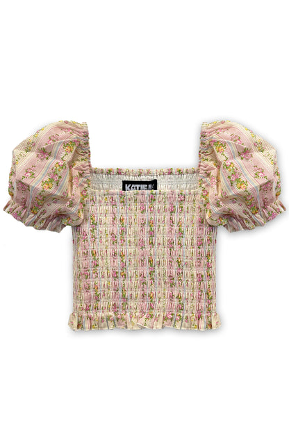 JUNIOR MARLEE PUFF SLEEVE PRINT TOP