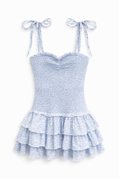 TWEEN MERI PRINTED SMOCKED BODY DRESS