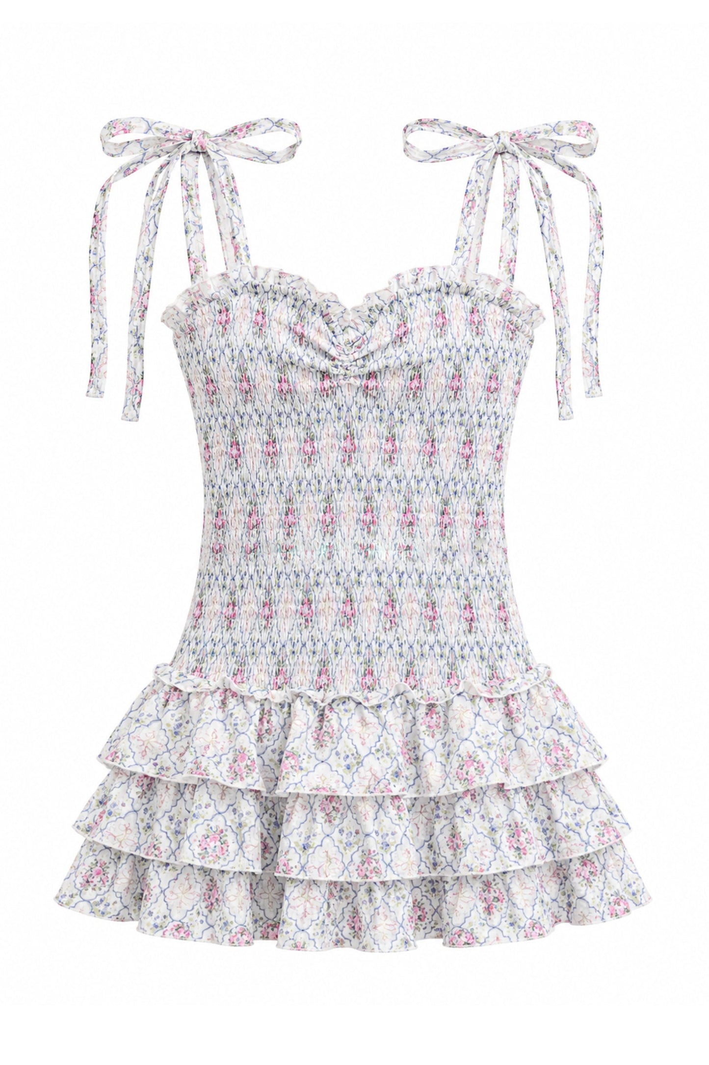 TWEEN MERI PRINTED SMOCKED BODY DRESS