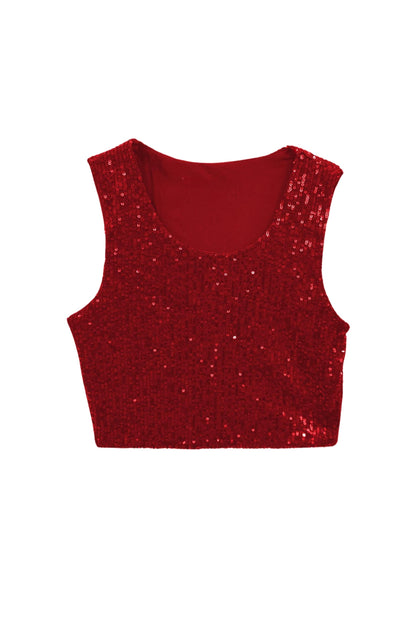 TWEEN MILEY FULL SEQUIN CROP TANK - FINAL SALE