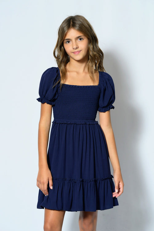 TWEEN MOLLY SOLID SHORT SLEEVE DRESS